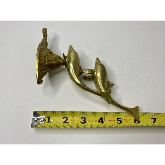 Brass Dolphin Figurine Swimming Ocean Nautical Beach‎ Decor 6” Vintage - Picture 10 of 11